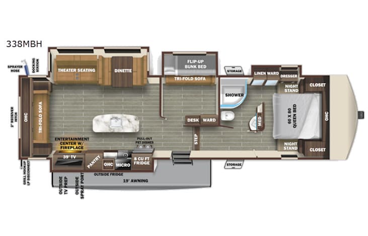Representative floor plan provided by a trusted RVshare partner.
