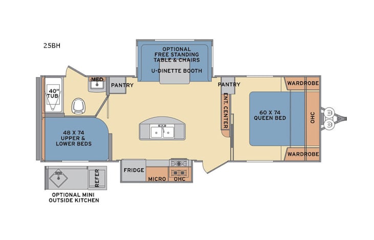 Representative floor plan provided by a trusted RVshare partner.