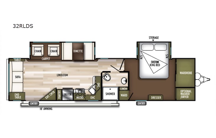Representative floor plan provided by a trusted RVshare partner.