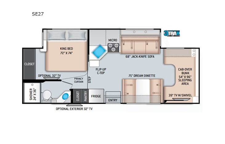 Representative floor plan provided by a trusted RVshare partner.