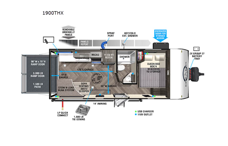 Representative floor plan provided by a trusted RVshare partner.