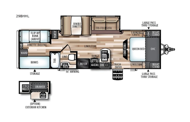 Representative floor plan provided by a trusted RVshare partner.