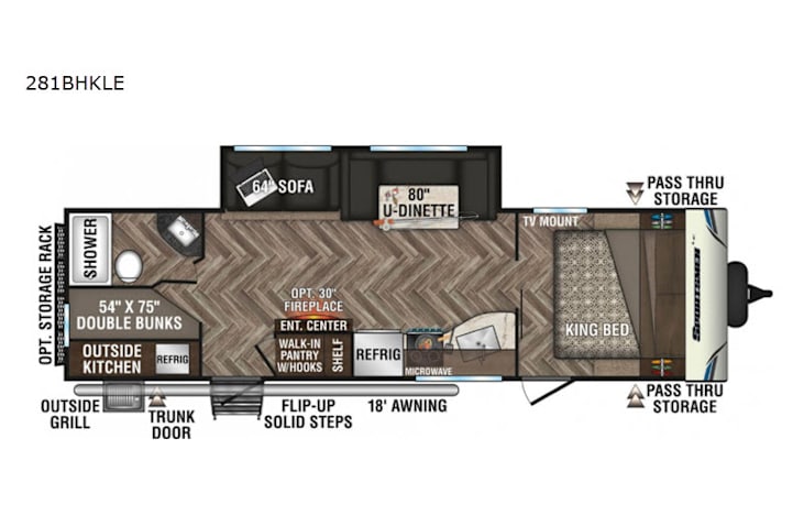 Representative floor plan provided by a trusted RVshare partner.
