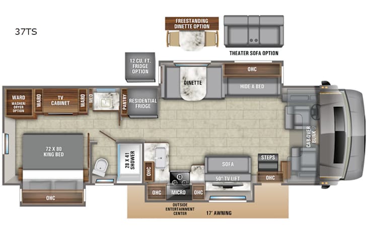 Representative floor plan provided by a trusted RVshare partner.
