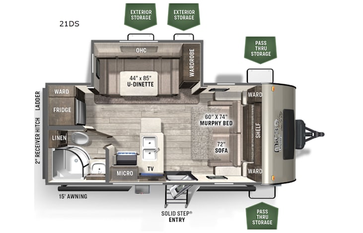Representative floor plan provided by a trusted RVshare partner.