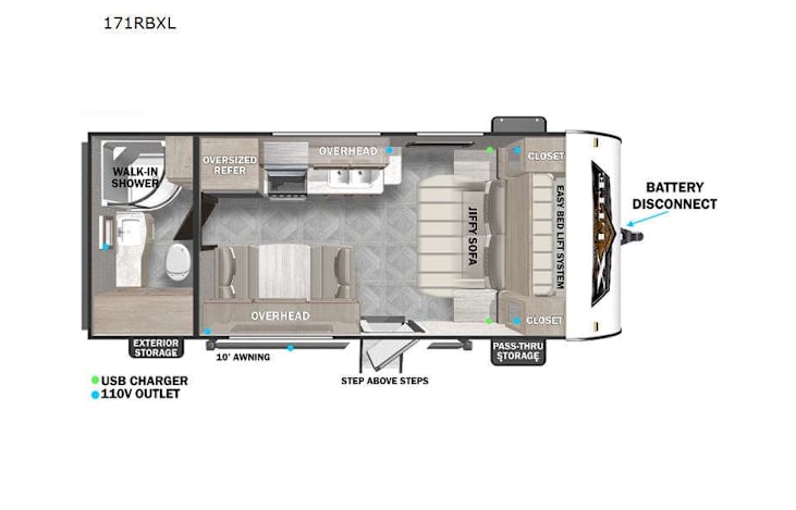 Representative floor plan provided by a trusted RVshare partner.