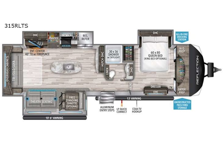 Representative floor plan provided by a trusted RVshare partner.