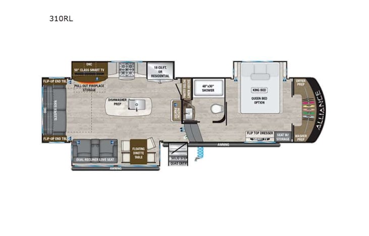 Representative floor plan provided by a trusted RVshare partner.
