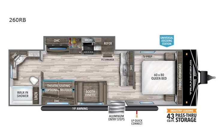 Representative floor plan provided by a trusted RVshare partner.
