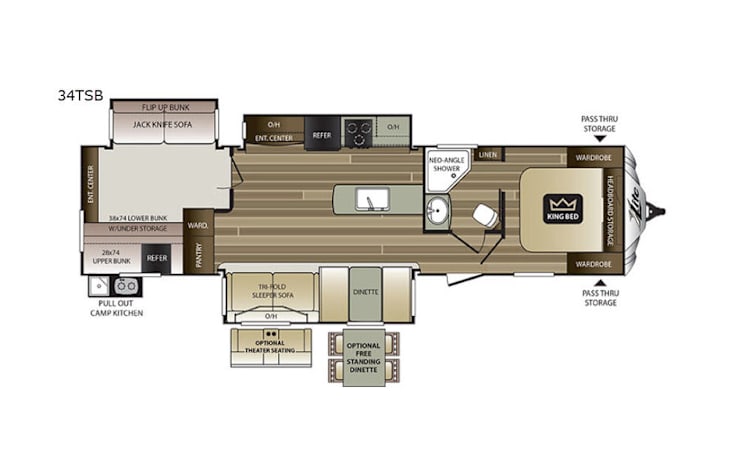 Representative floor plan provided by a trusted RVshare partner.