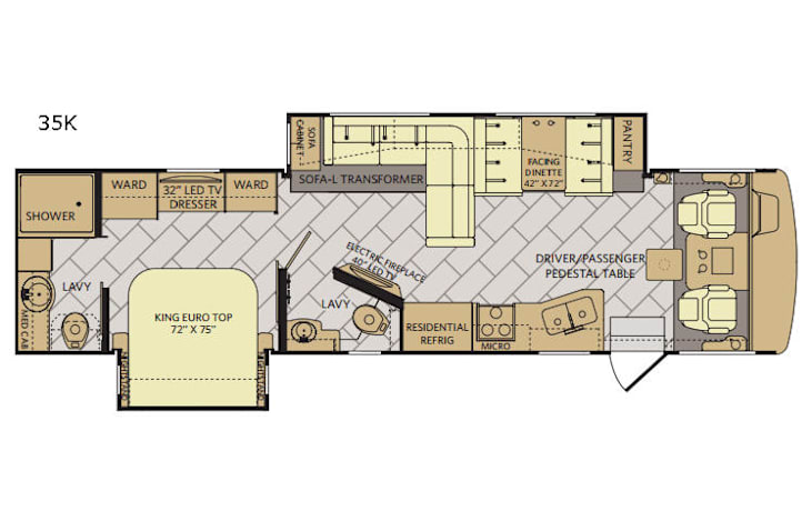 Representative floor plan provided by a trusted RVshare partner.