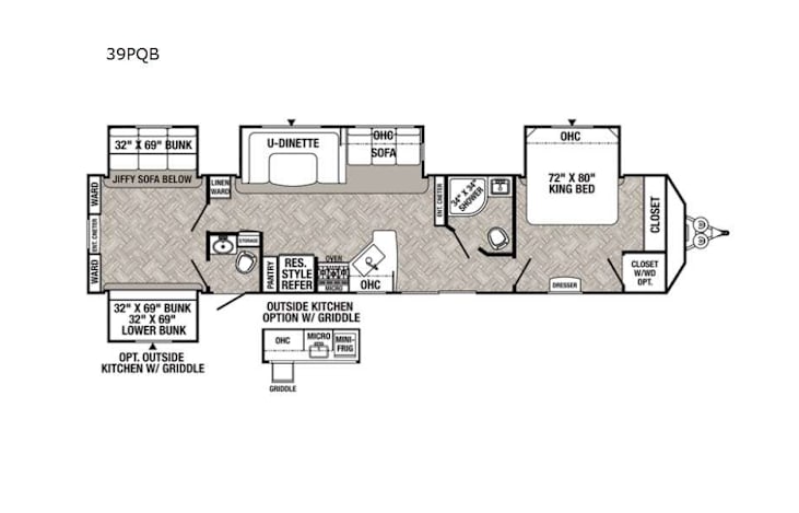 Representative floor plan provided by a trusted RVshare partner.