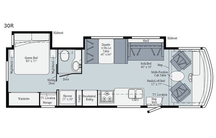 Representative floor plan provided by a trusted RVshare partner.