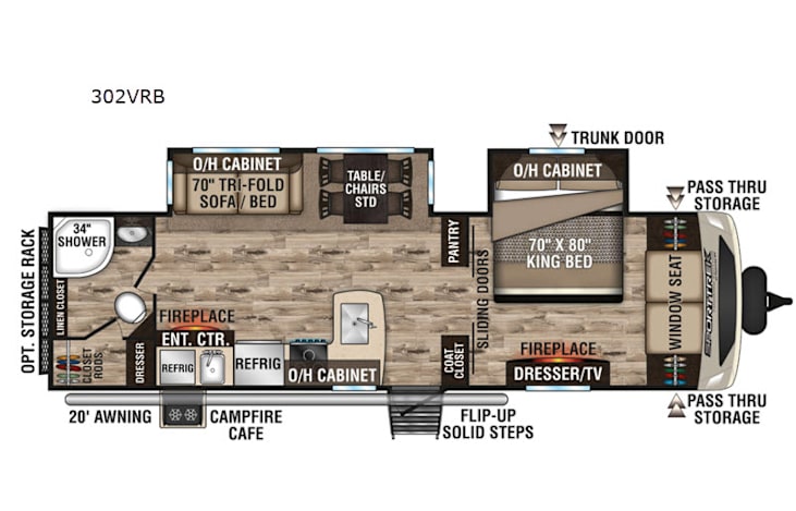 Representative floor plan provided by a trusted RVshare partner.