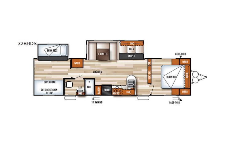 Representative floor plan provided by a trusted RVshare partner.