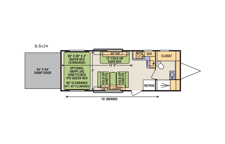 Representative floor plan provided by a trusted RVshare partner.