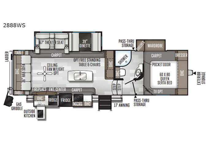 Representative floor plan provided by a trusted RVshare partner.
