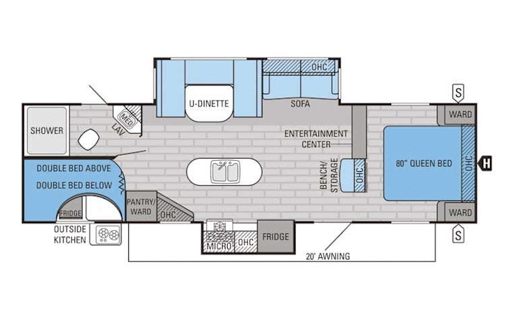 Representative floor plan provided by a trusted RVshare partner.