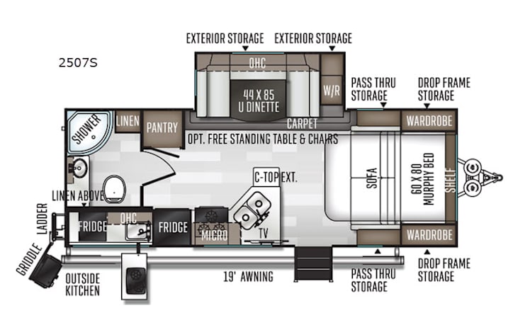 Representative floor plan provided by a trusted RVshare partner.