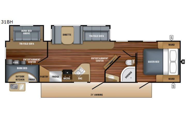 Representative floor plan provided by a trusted RVshare partner.