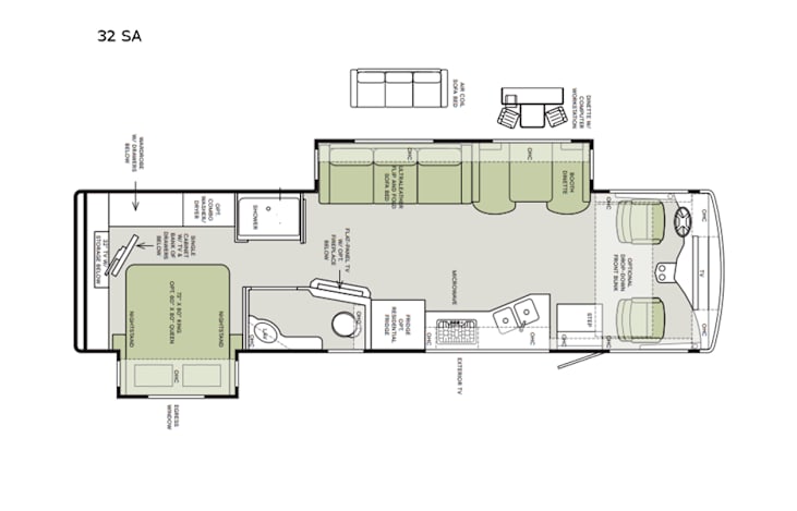 Representative floor plan provided by a trusted RVshare partner.