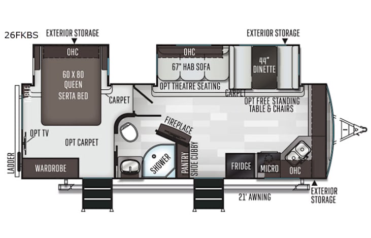 Representative floor plan provided by a trusted RVshare partner.