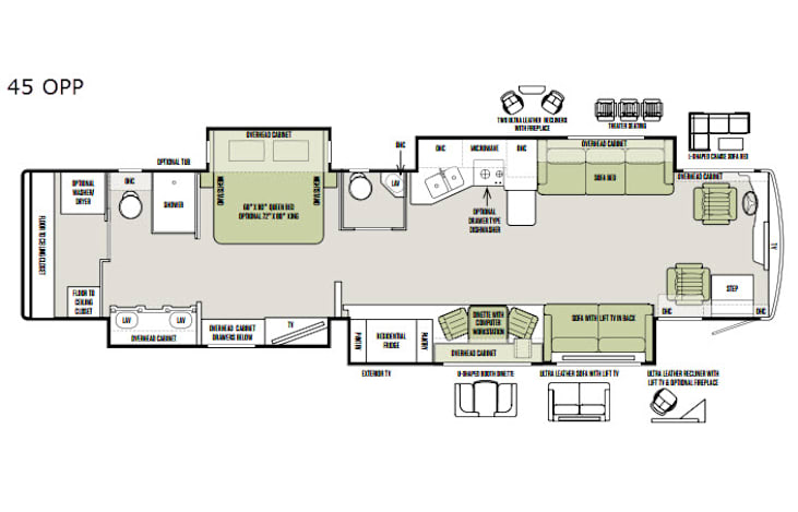 Representative floor plan provided by a trusted RVshare partner.