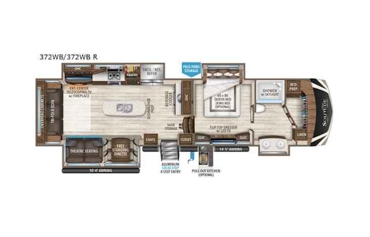 Representative floor plan provided by a trusted RVshare partner.