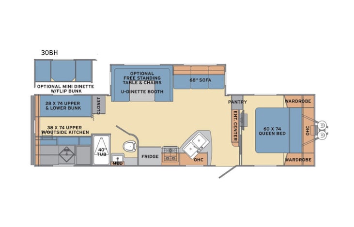 Representative floor plan provided by a trusted RVshare partner.