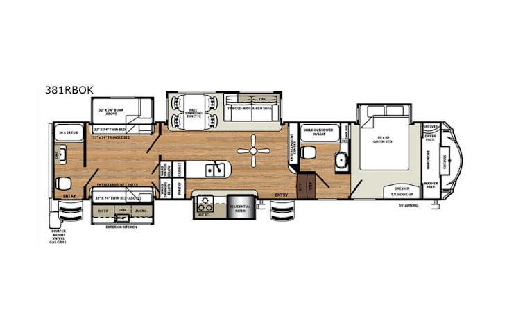 Representative floor plan provided by a trusted RVshare partner.