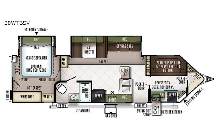 Representative floor plan provided by a trusted RVshare partner.