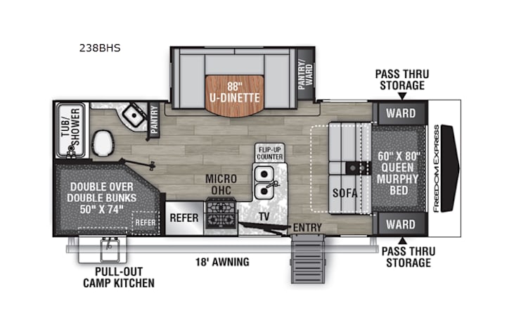 Representative floor plan provided by a trusted RVshare partner.