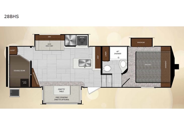 Representative floor plan provided by a trusted RVshare partner.