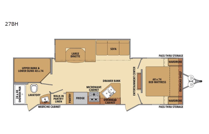 Representative floor plan provided by a trusted RVshare partner.