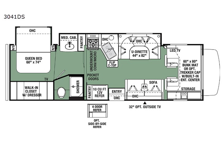 Representative floor plan provided by a trusted RVshare partner.