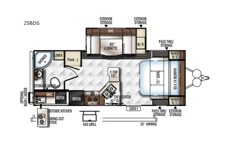 Representative floor plan provided by a trusted RVshare partner.