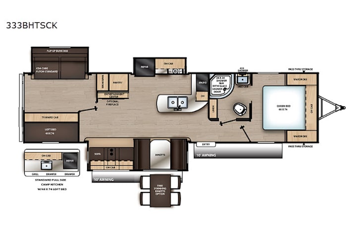 Representative floor plan provided by a trusted RVshare partner.