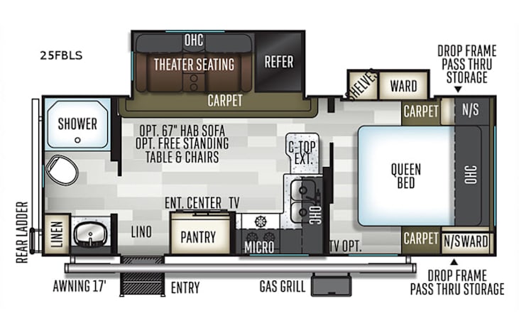 Representative floor plan provided by a trusted RVshare partner.