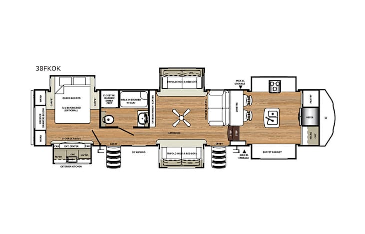 Representative floor plan provided by a trusted RVshare partner.