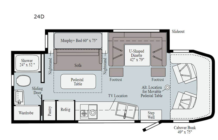 Representative floor plan provided by a trusted RVshare partner.