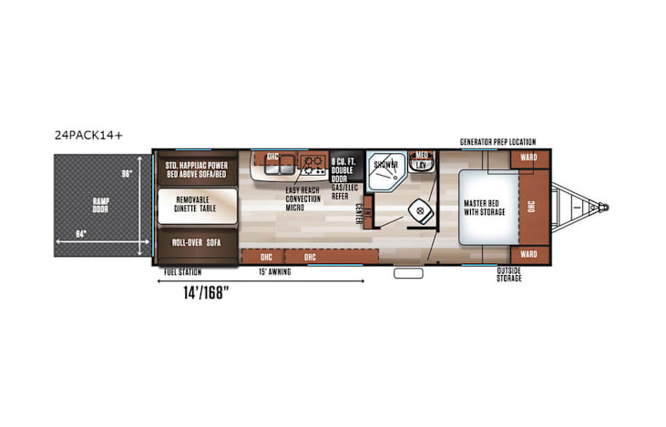 Representative floor plan provided by a trusted RVshare partner.