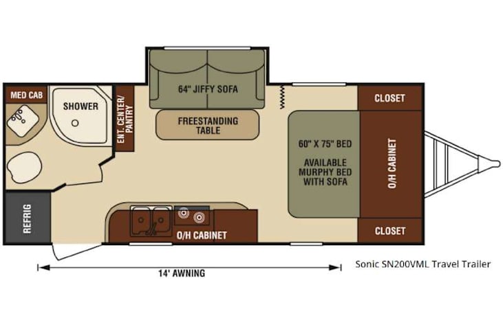 Representative floor plan provided by a trusted RVshare partner.