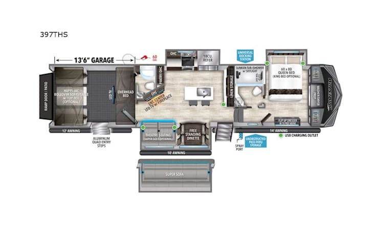 Representative floor plan provided by a trusted RVshare partner.