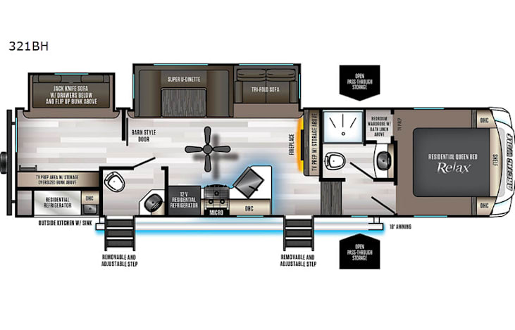 Representative floor plan provided by a trusted RVshare partner.