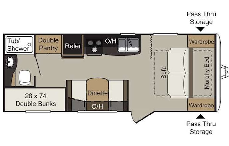 Representative floor plan provided by a trusted RVshare partner.