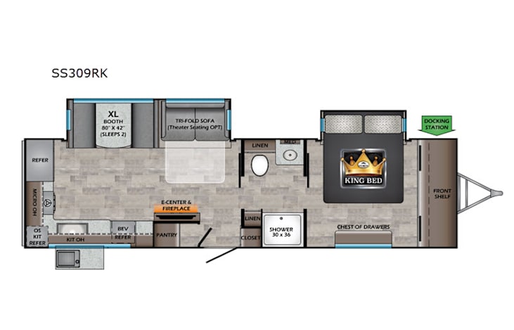 Representative floor plan provided by a trusted RVshare partner.