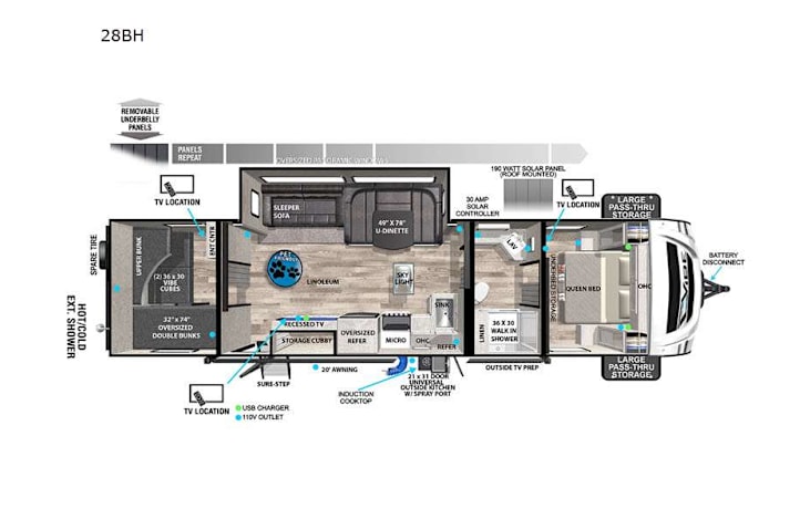 Representative floor plan provided by a trusted RVshare partner.