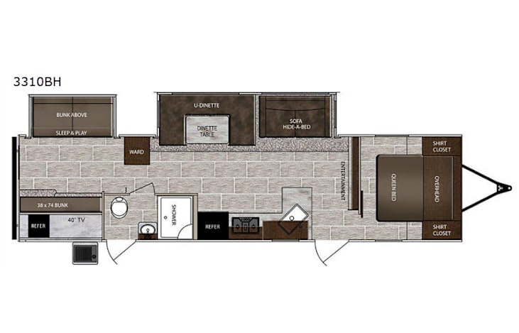 Representative floor plan provided by a trusted RVshare partner.