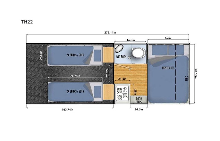Representative floor plan provided by a trusted RVshare partner.