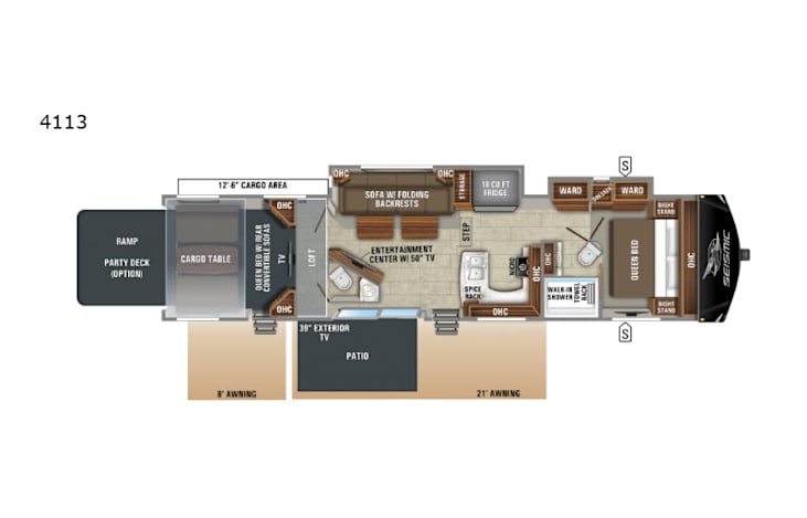 Representative floor plan provided by a trusted RVshare partner.